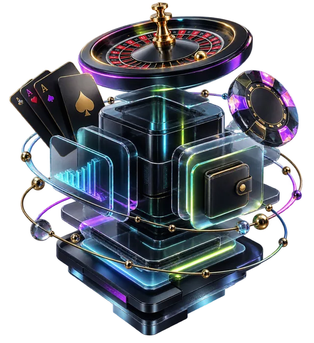Three-dimensional view of the Spincloud platform core: casino, sportsbook, payments and risk layers
